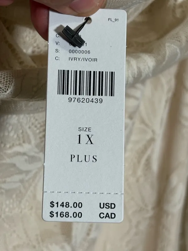 AFRM by Anthropologie Plus,Thelma Lace Ivory Dress,Size 1X,NWT - Image 8