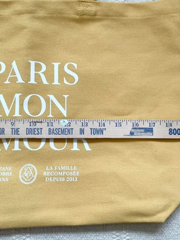 Sézane Paris Mon Amour Yellow Canvas Shoppers Tote - Image 4