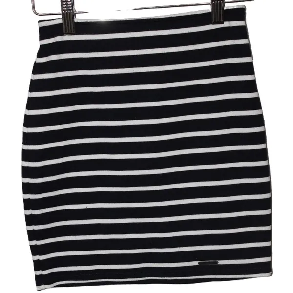 Abercrombie & Fitch Navy Blue White Striped Cotton Pencil Mini Skirt Size XS - Image 2