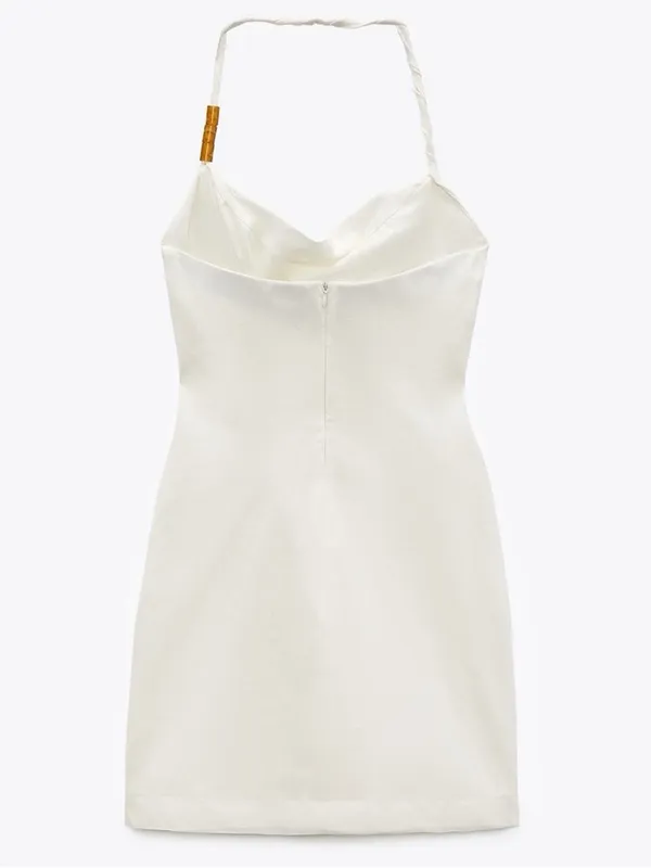 NWOT Zara Halterneck Bead Mini Dress Small - Image 2