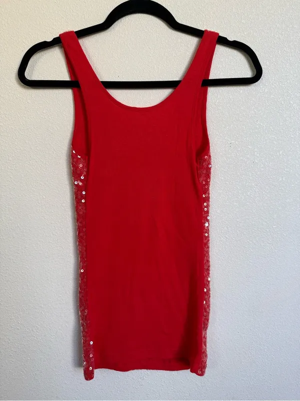 Vintage Old Navy Red Sequin Long Tank Top | Size XS - Image 4