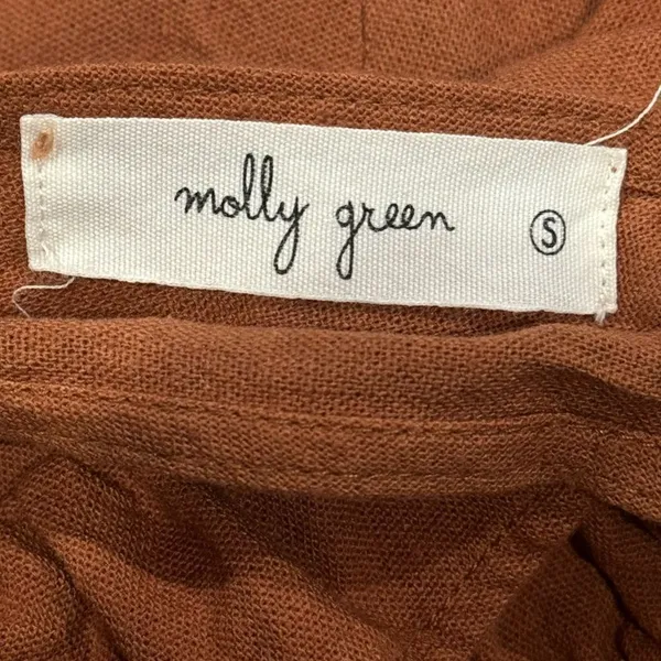Molly Green Brown Linen Blend Tank Top Crop Ruffle Women’s Small - Image 2
