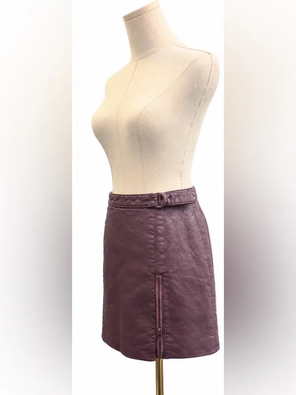 Free People Dusty Mauve Faux Leather Mini Skirt Side Buckle Women’s Size 8 - Image 2