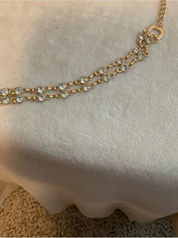 Gold Crystal Double-Row Necklace Chain - Women Jewelry - Image 4