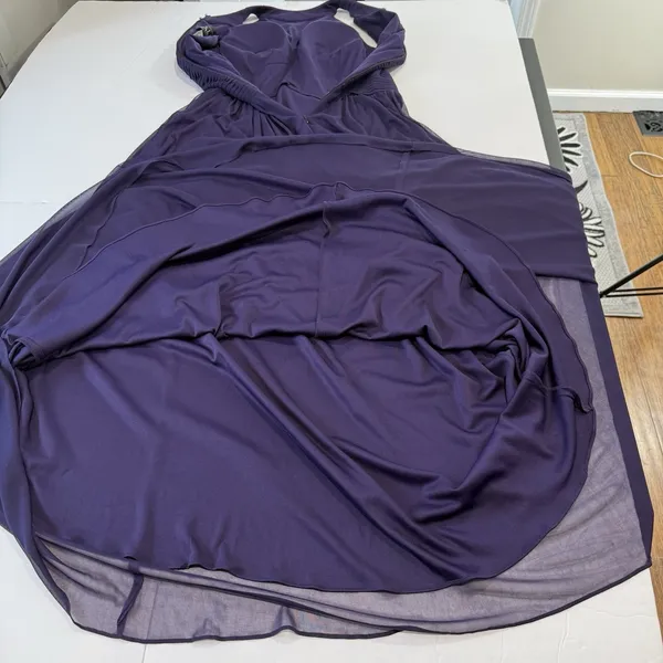 Alex Evenings Purple Beaded Sleeveless‎ Chiffon Halter Gown Size 8 Shawl - Image 9