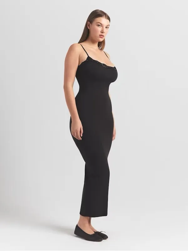 NWT Skims fits everybody long lace slip dress size large in onyx - Image 5