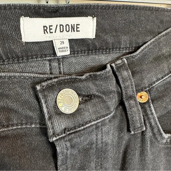 RE/DONE Redone Originals 90's High Rise Ankle Raw Hem Crop Faded Black Jeans 29 - Image 4