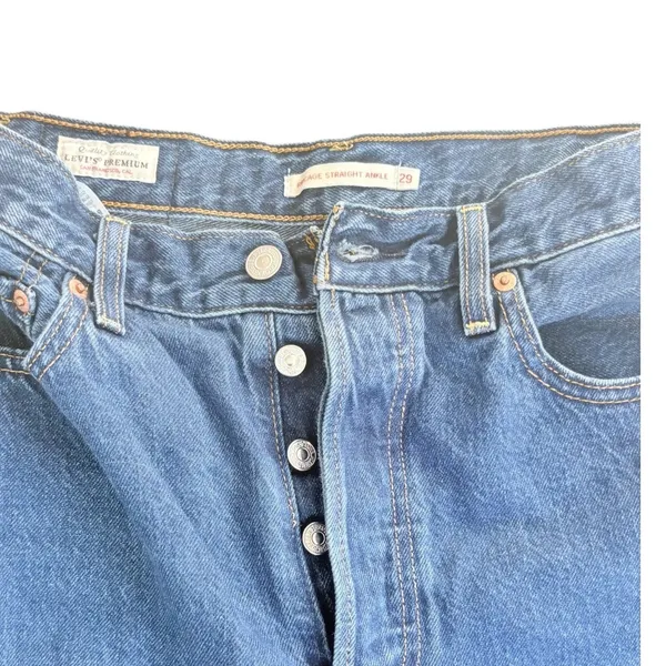 Levis Premium Ribcage Straight Ankle Jeans Blue W29 L27 High Rise Button Fly - Image 9