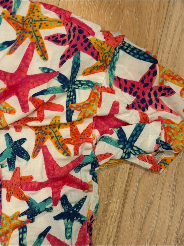 Soma Starfish Print Short Nightgown - Pink, Yellow, Teal on‎ White small - Image 3