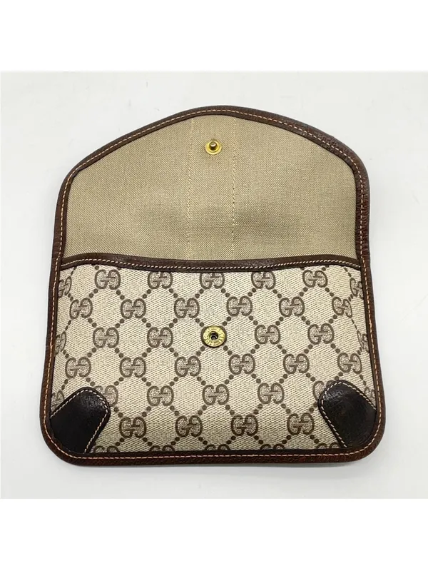 Gucci Beige GG PVC/Leather pouch - Image 7
