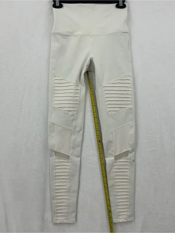 ALO Yoga White Ribbed Moto Leggings 1056 - Image 4