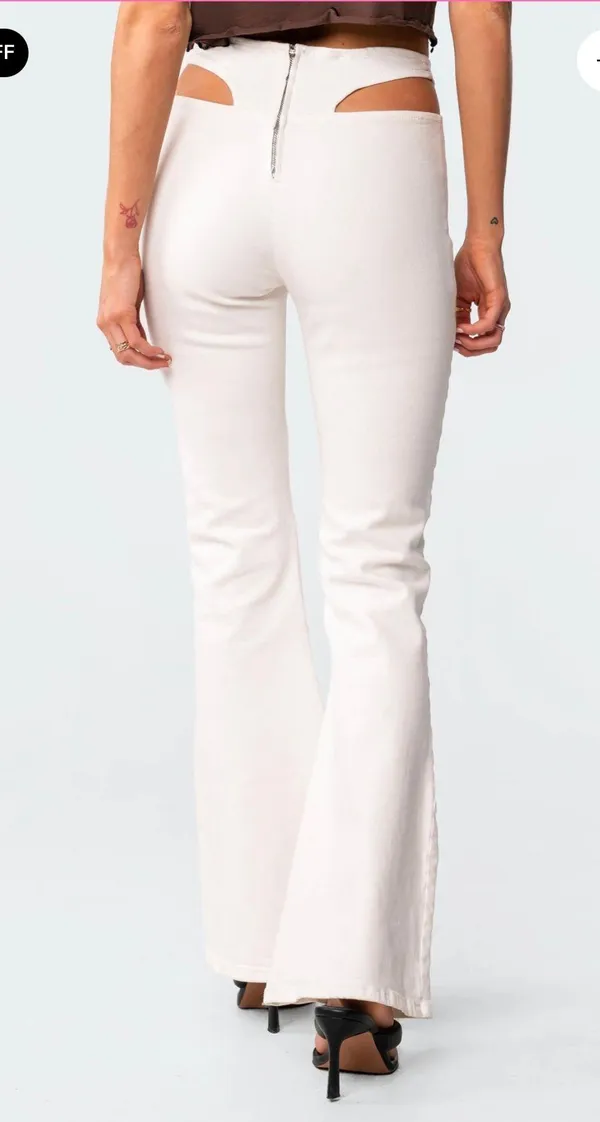 Edikted Kira Cut-Out Flared Jeans - Image 5