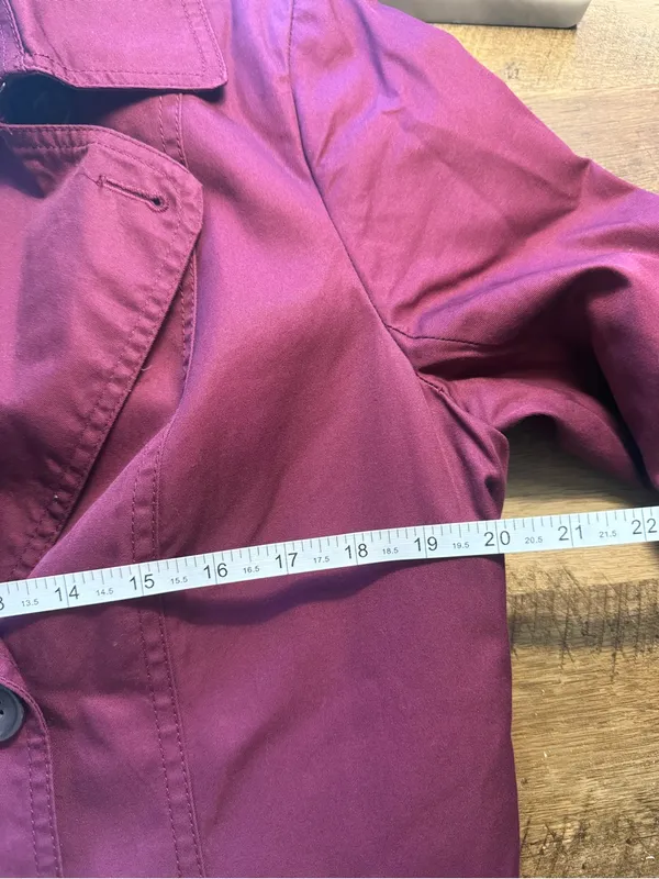 BANANA REPUBLIC Maroon Belted Trench Coat Jacket Size L Large - Image 6