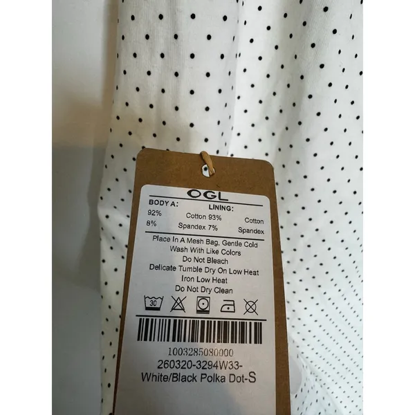 OGLmove Stretch Cotton Polka Dot A-Line Flare Skirt White Black Size S New NWT - Image 3