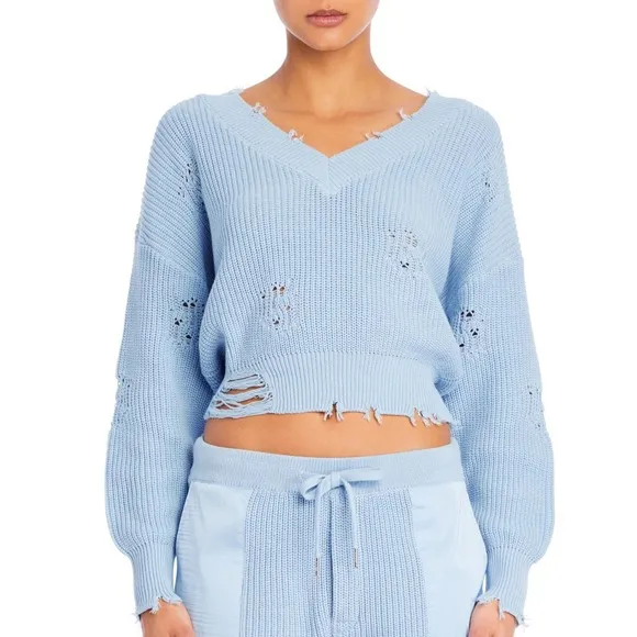 SER.O.YA Syd Seater Sky Blue Size Large‎ Distressed Cropped - Image 3