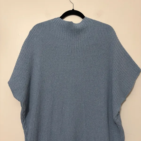 Free People FP Beach Ribbed Knit Mock Neck Tunic Sweater‎ Blue M - Image 3