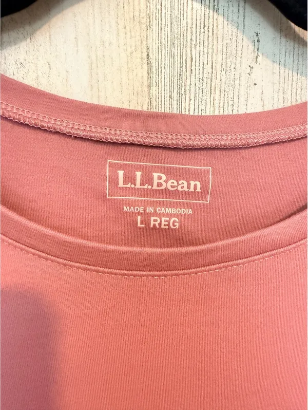 L.L.Bean Women’s Large Pink 100% Cotton Long Sleeve Crew Neck Shirt Top - Image 3