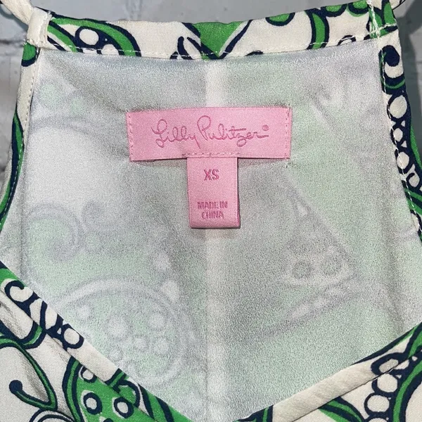 Lilly Pulitzer Green & White Paisley Dress Size XS - Image 3