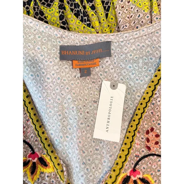 NWT Bhanuni by Jyoti Dress Pink Giorgia Maxi Floral V Neck Puffed Boho Size 2 - Image 5
