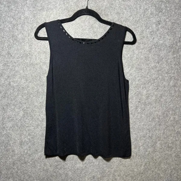 Gardy Black Beaded Scoop Neck Knit Tank Top Shell Sleeveless Stretch Size‎ L - Image 6