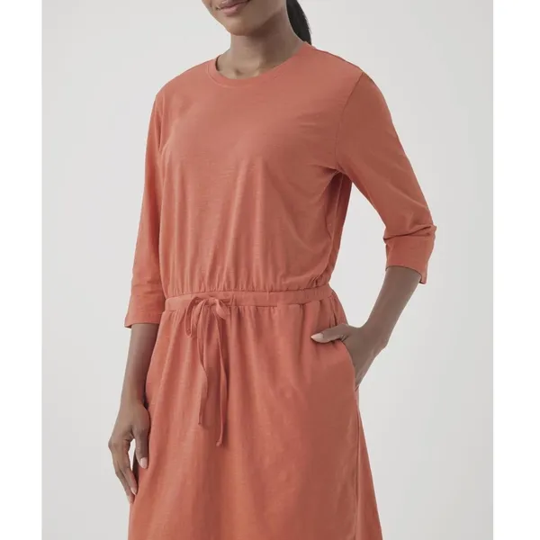 Pact Organic Cotton Drawstring Waist T-Shirt Dress 3/4 Sleeve Pockets Size Large - Image 4