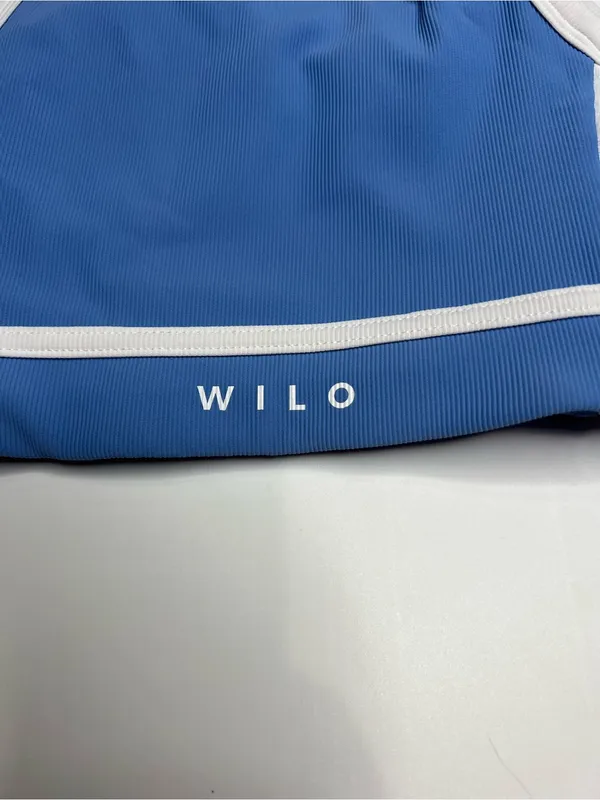 Wilo Blue Crop Top with White Trim size small - Image 7