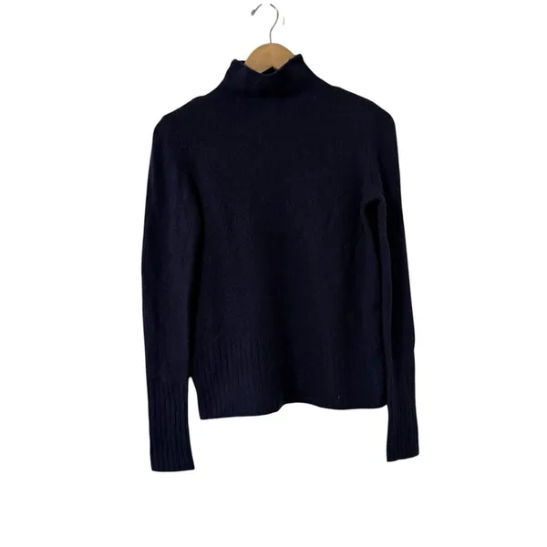 MADEWELL Merino Wool Ribbed Navy Long Sleeve Turtleneck Sweater Top - Image 4