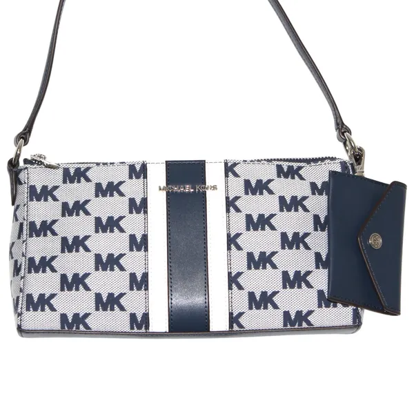 MICHAEL Michael Kors Vincent Med Logo Jacquard Pochette with Card Case Navy NWT - Image 2