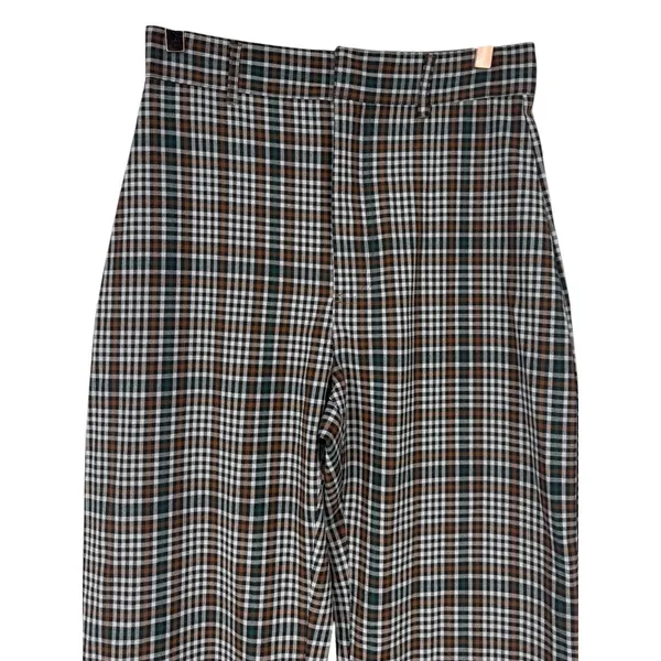 Free People Women's Plaid Wide Leg High Rise Trouser Pants Size 6 Boho Preppy‎ - Image 5