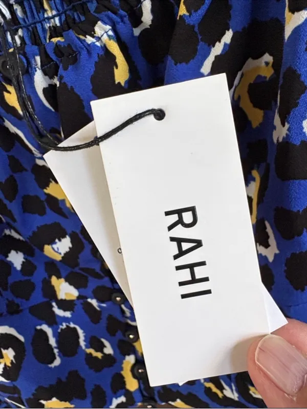 NWT RAHI Chloe Puff Shoulder Blue Animal Print Crop Top Size XS - Image 6