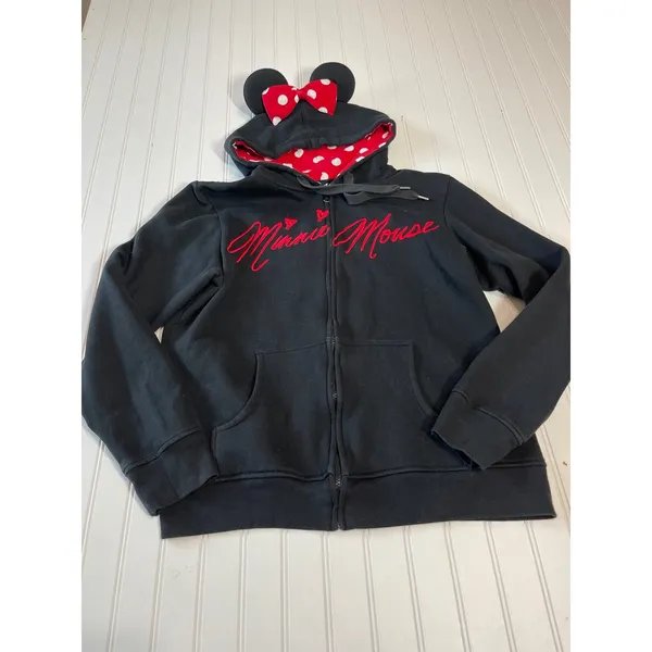 Authentic Disney Parks Minnie Mouse Signature Zip-Up Costume Hoodie Black Red XL - Image 2