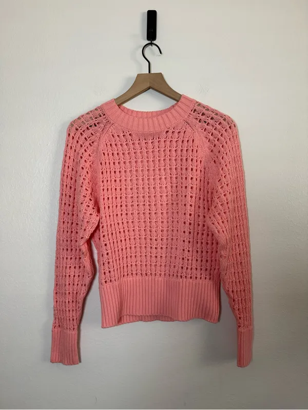 J.CREW Pointelle Open Knit Crew Neck Sweater - Image 3