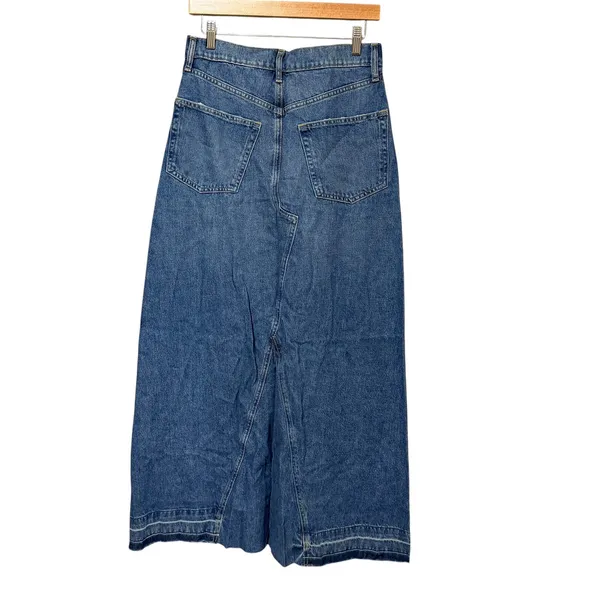 Gap Womens Denim Maxi Skirt Medium Wash Front Slit High‎ Rise Size 28 6 Tall - Image 2