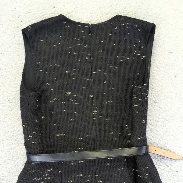 3.1 Phillip Lim Black Tweed Textured‎ Sheath Dress with Belt Size 4 Winter - Image 7