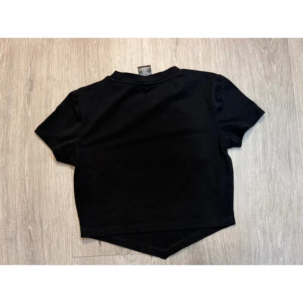 SWIXXZ Face Collage Black Crop T-Shirt Pink Flame Goth Y2K Size M - Image 9