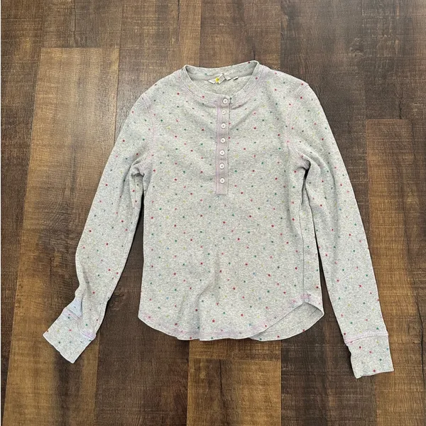 Boden Star Print Thermal Pajama Set Gray Waffle Knit Women's US 6 - Image 3