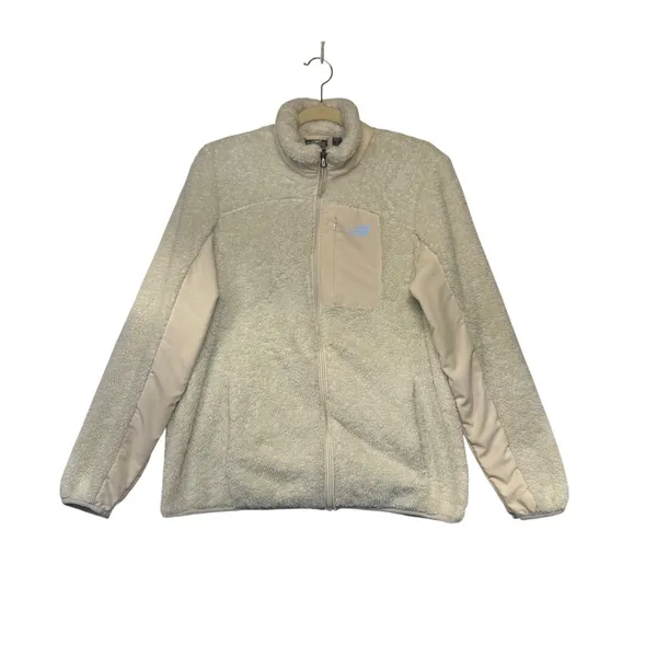 New Balance Womens Sherpa Fleece Full Zip Jacket Cream Off White Size M RN130893 - Image 2