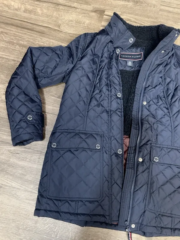 Tommy Hilfiger Women’s Navy Quilted Jacket Sherpa Lined Size S - Image 4