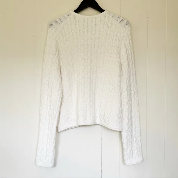 NWT J.CREW Odette Cable-Knit Sweater Lady Jacket Cotton Blend Bouclé Ivory M - Image 9