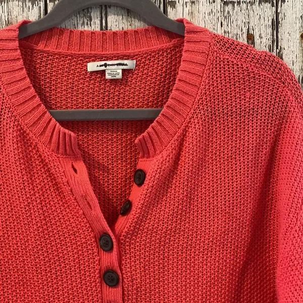 American eagle chunky knit button front pink sweater - Image 3