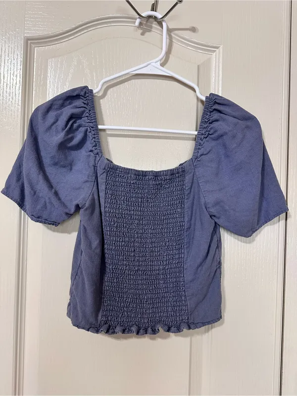 Abercrombie & Fitch Dusty Blue Square Neck Crop Top - Image 3