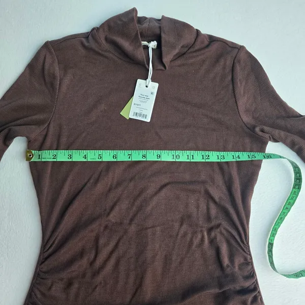 Marine Layer NWT 51Y Lexi Rib Ruched Turtleneck Dress Cocoa Brown Small‎ - Image 8