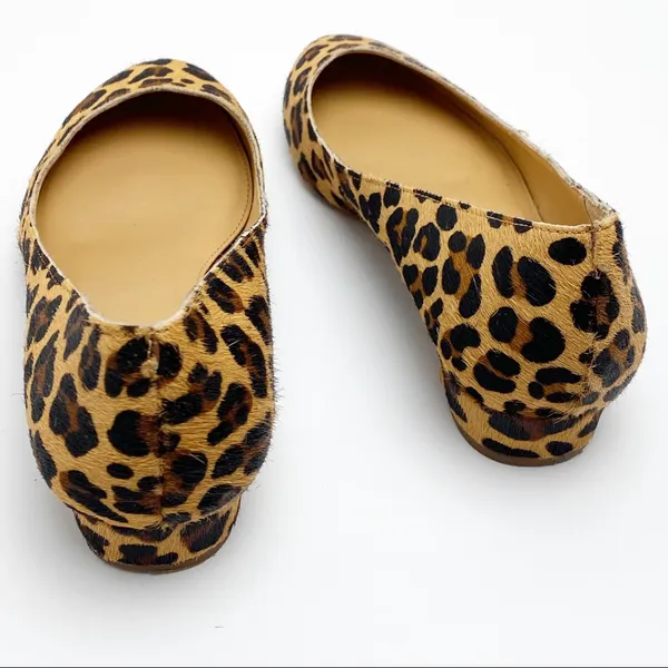 J. CREW Factory Animal Print Calf Hair Almond Toe Slip On Loafers Size 6 Casual - Image 8