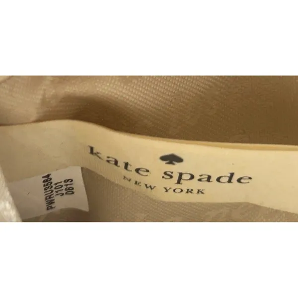 Kate Spade Bow Zip Around Wallet Blush Pink Hatched Leather Clutch Gold Tone - Image 12