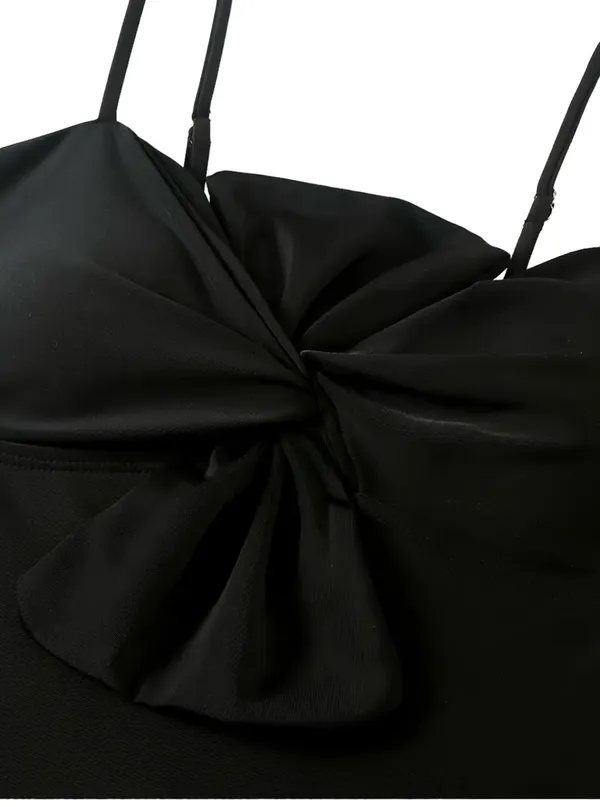 Andrea’s Deals NWT Two-piece Fashionable Bow One-piece Swimsuit, Solid Color Retro Black XL - Image 5