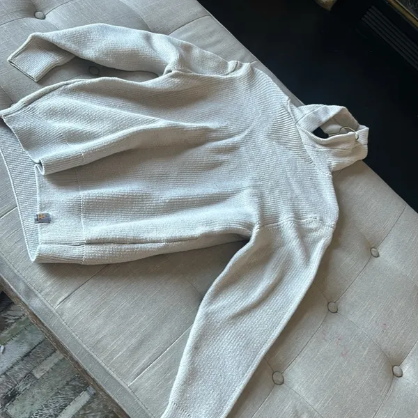 Zara Creme Cotton Blend Knit Hoodie - Image 3