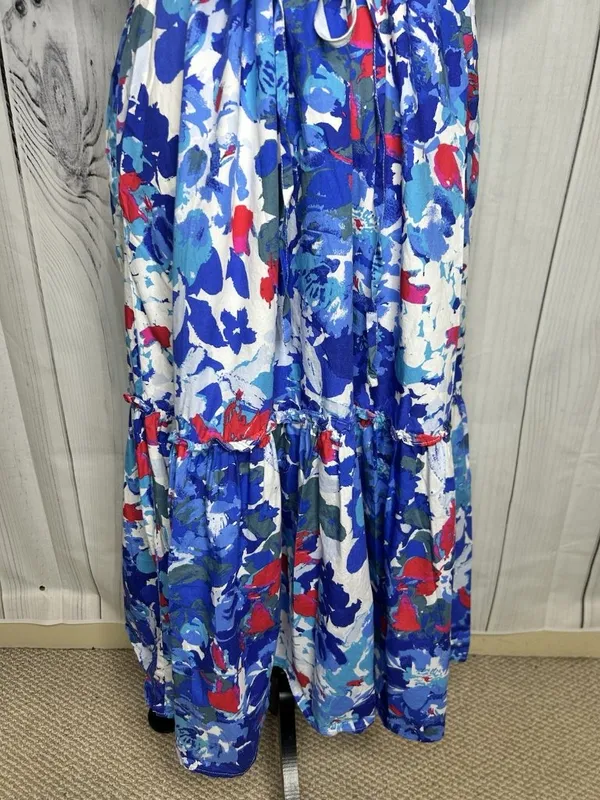 Sugarlips Floral Ginny Bubble Sleeve Midi Dress Sz M V-Neck Drawstring Waist - Image 4