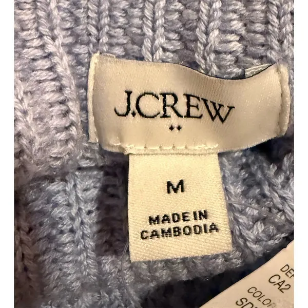 J. Crew Sweater Womens Size M Blue Waffle Knit Mock Neck Pullover Long - Image 7
