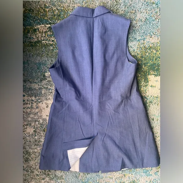 Banana Republic chambray wool blend tunic button down sleeveless vest, size 6 - Image 5