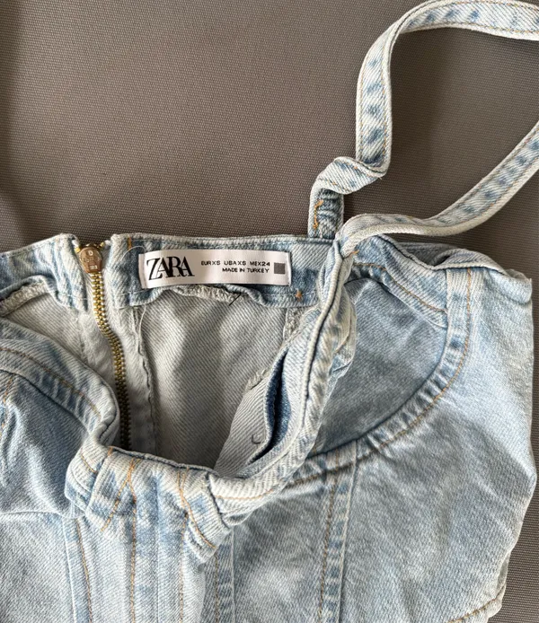 Zara Light Blue Denim Corset Top - Image 4